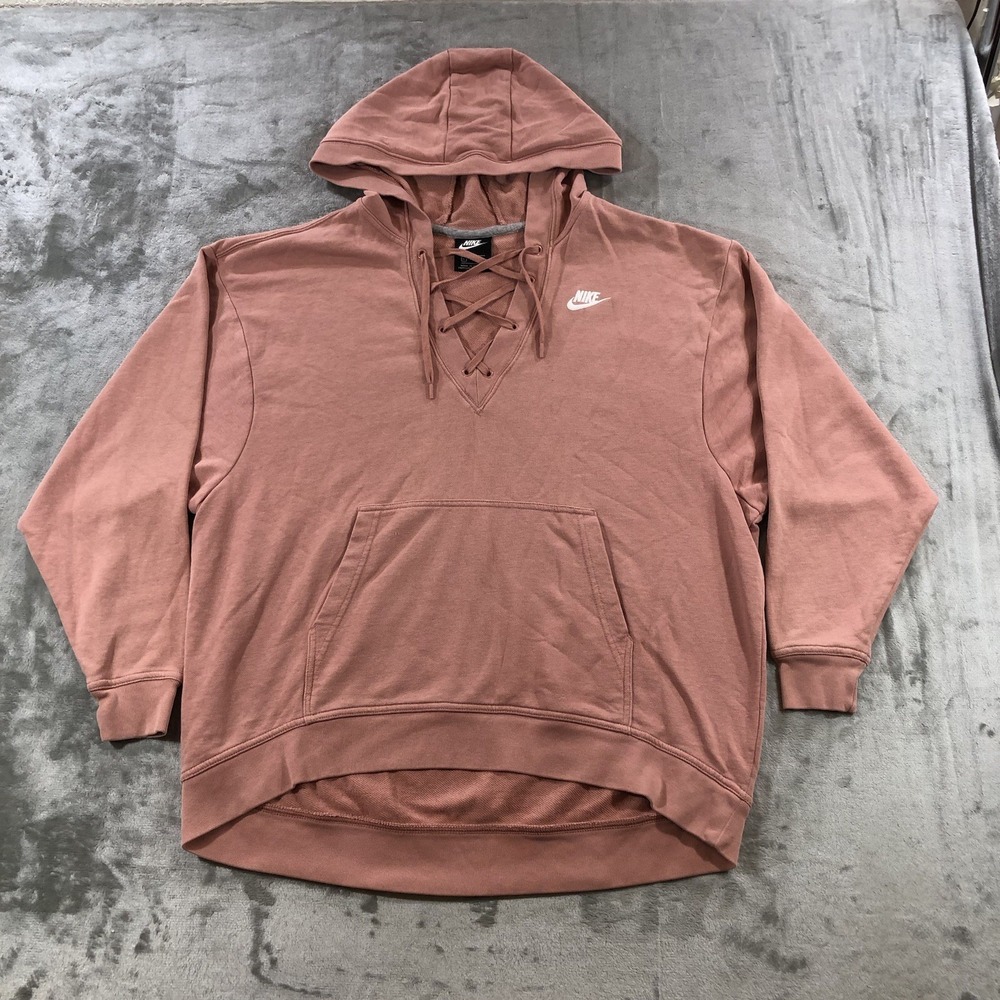 Nike Sweatshirt Women's L Peach Pullover Laced Cleavage Thin